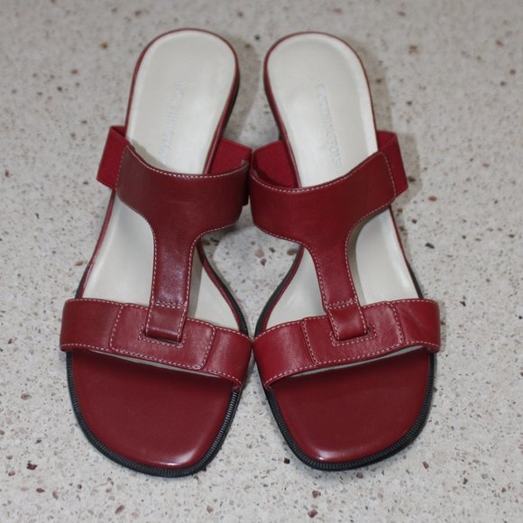 Worthington Red Leather Sandals Heels - Picture 4 of 13
